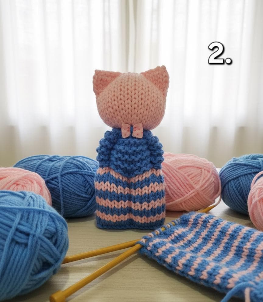 Chat Doudou au Tricot Handmade