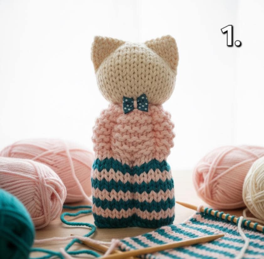Chat Doudou au Tricot Handmade