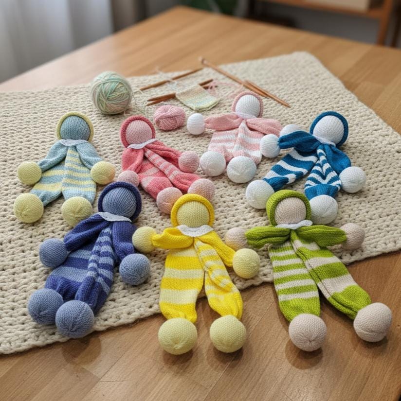 Le doudou pantin tout mou tout doux tricoté main